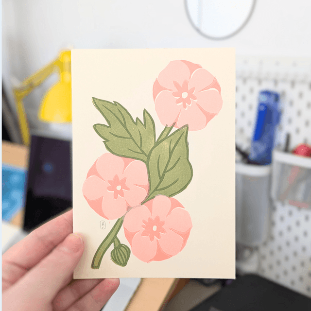 Carte "Les roses trémières" 