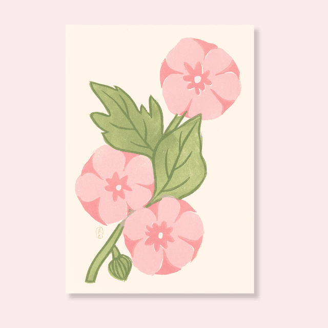 Carte &quot;Les roses trémières&quot; 