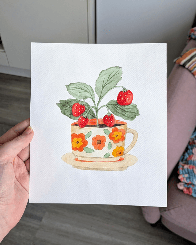 « Fraisier » (Original aquarelle)